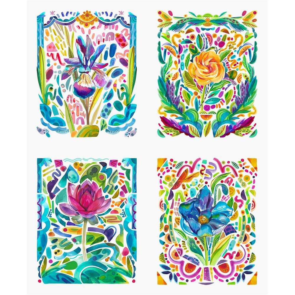 Moda Fabrics Radiant Amarilys Henderson Wild Bold Flowers Panel 36